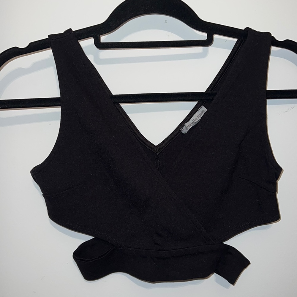 Black crop top open cut on sides